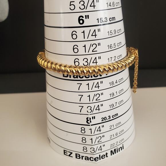 Coach Hinged Bangle with Pave Crystal Anchor Braided Gold Tone Safety Clasp - Picture 9 of 12